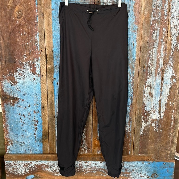 Burley Nylon Track Pants M Elastic Waist Zip and Reflector Cuffs Black - Picture 1 of 7